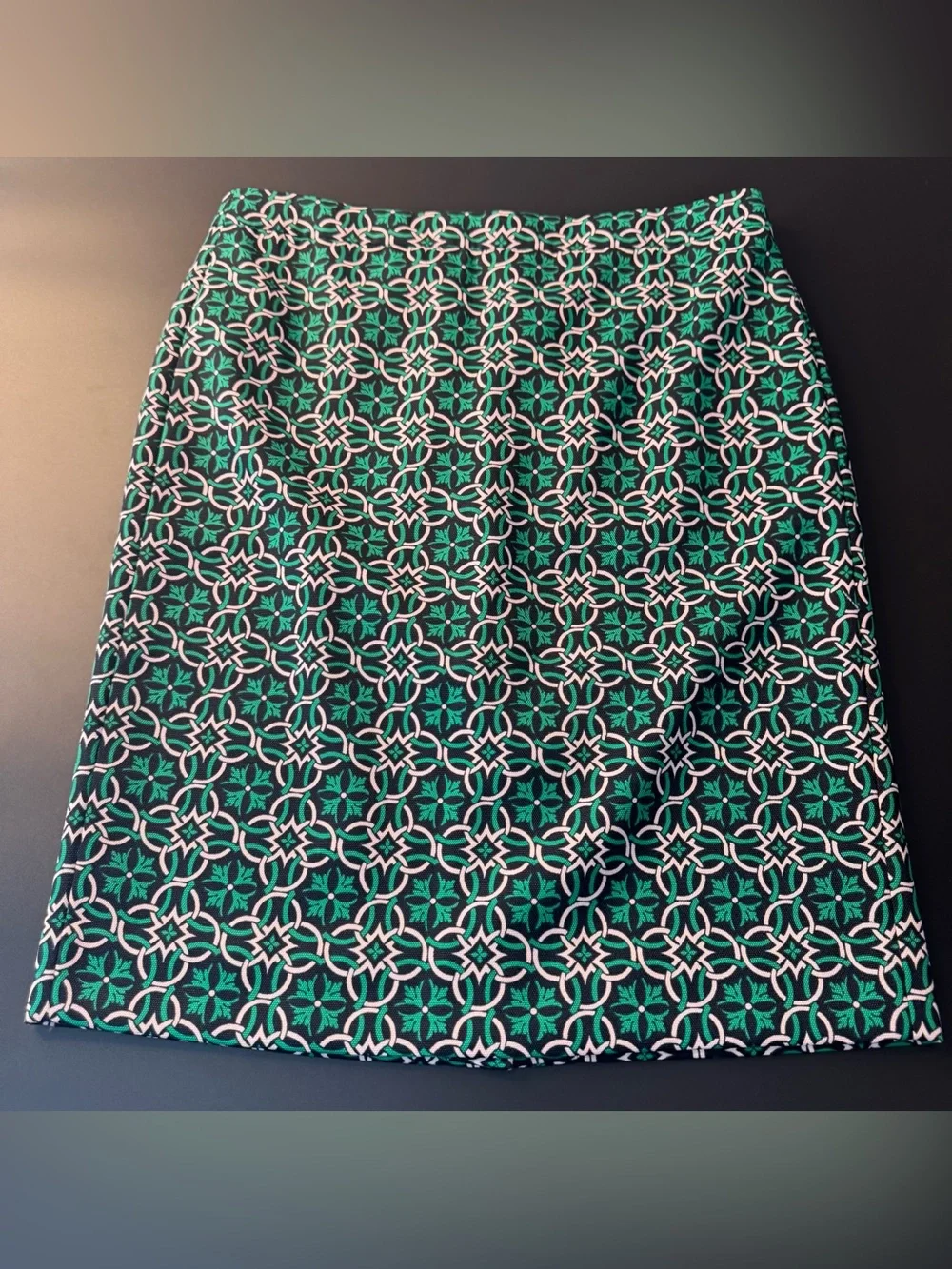 J. Crew Women’s Black and Teal Geometric Pencil Skirt Size 12